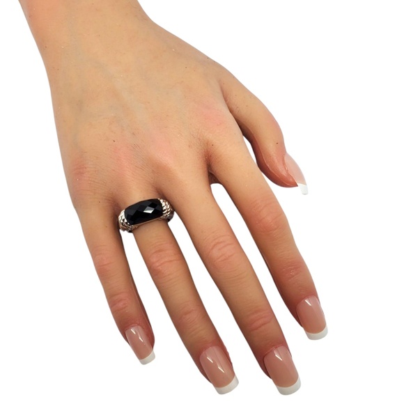Judith Ripka Sterling Silver Faceted Onyx Ring Size 7 #21008 - Picture 7 of 8